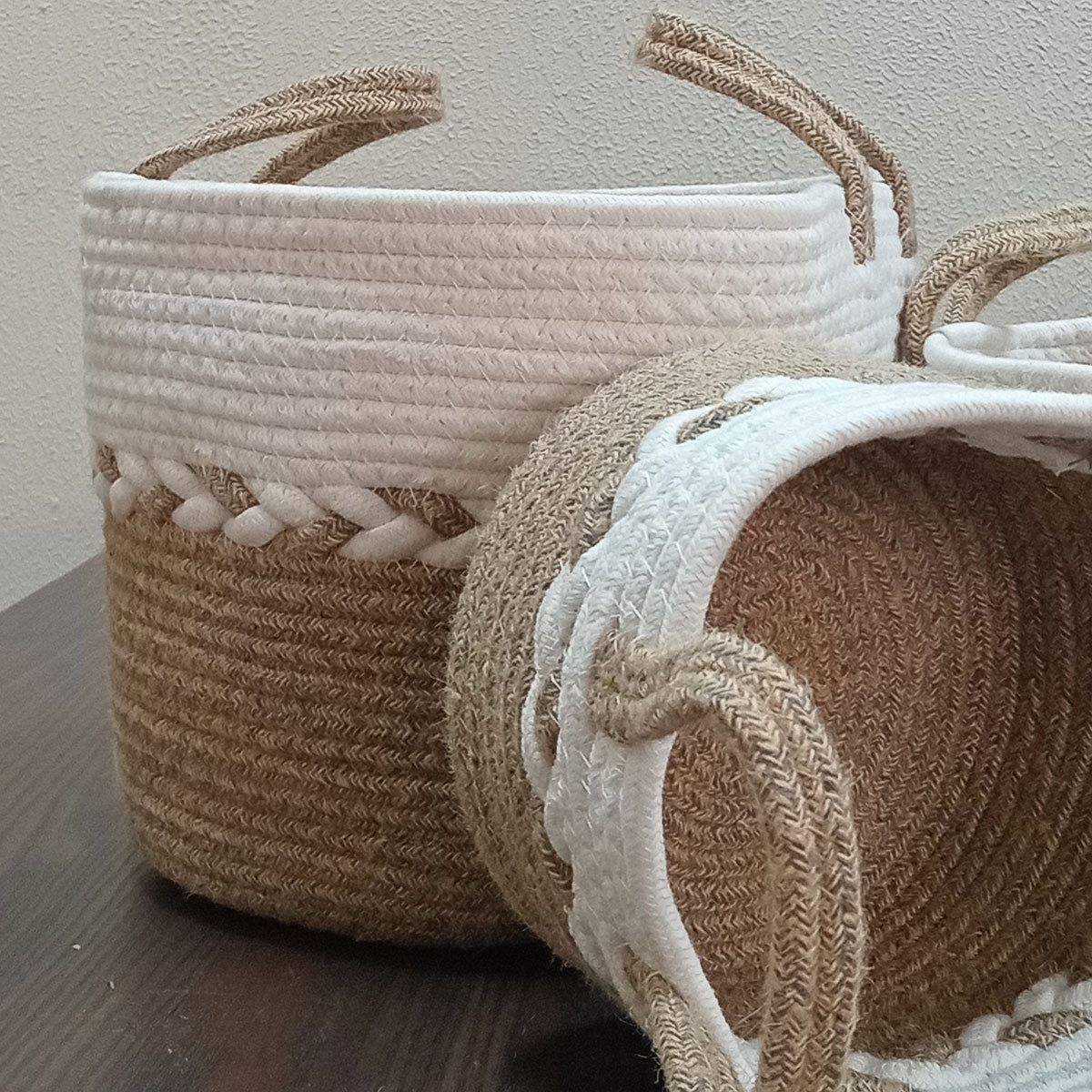 Cesta Organizadora Decorativa Caterrine 3 Peças Tecido Marrom