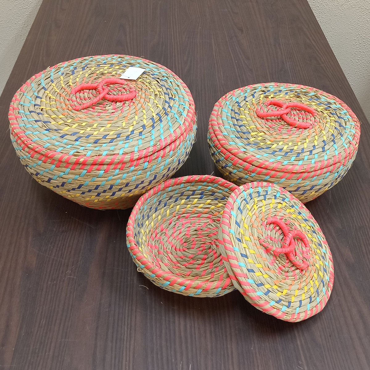 Conjunto de 3 Cestas Organizadoras Fibra Multicolorida Nyanga