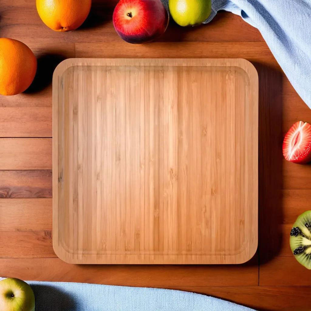 Bandeja Quadrada de Bambu Natural 25x25cm - Table