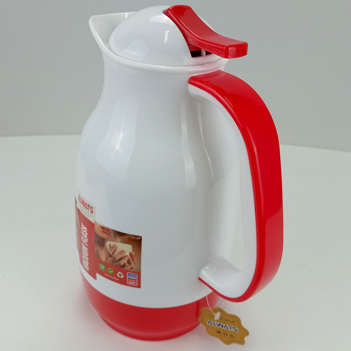 Garrafa Térmica Alwa Ampola 1L Plástico Vermelho 26x18x13cm