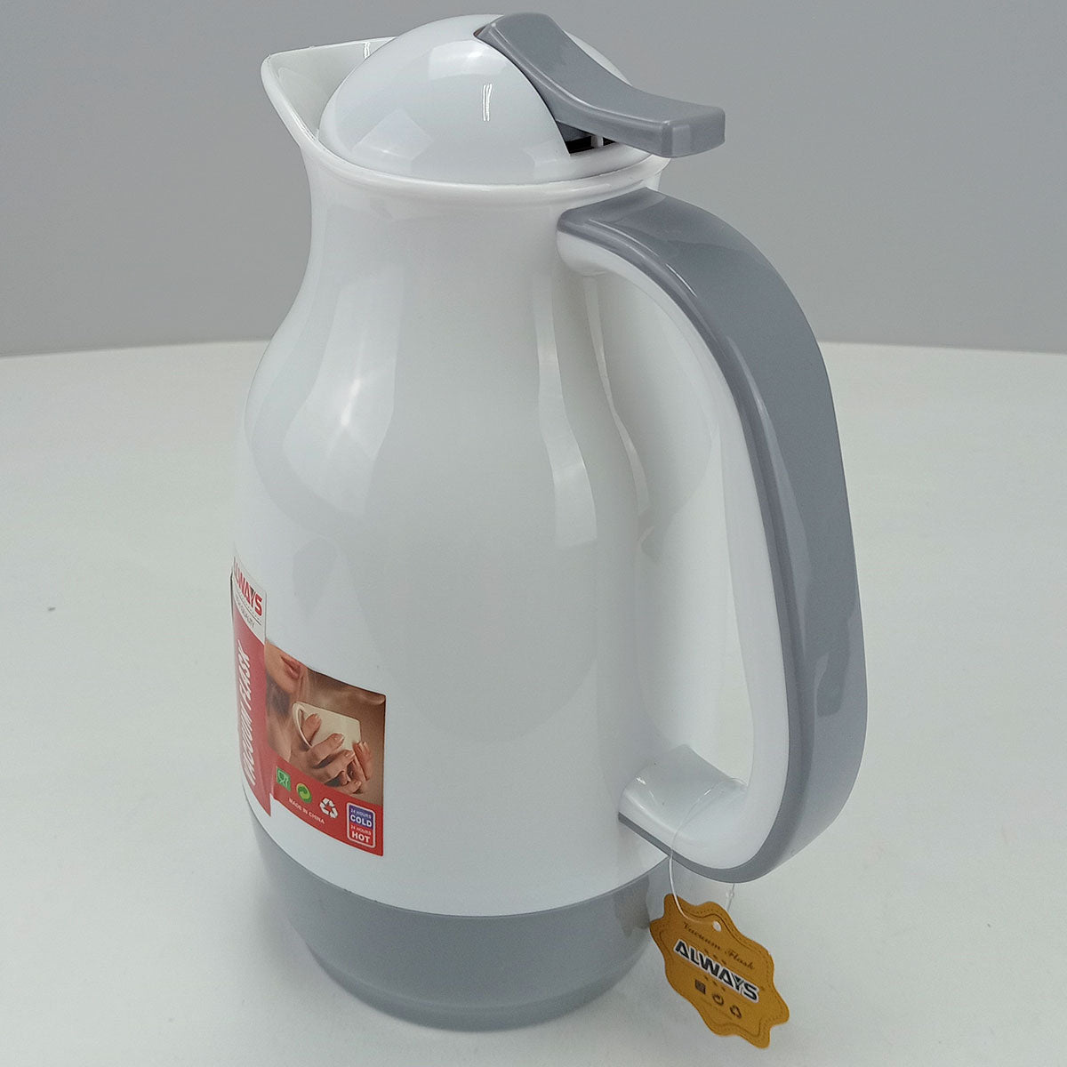 Garrafa Térmica Alwa Ampola 1L Plástico Cinza à Prova de Vazamentos