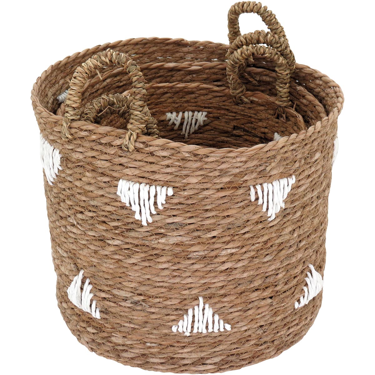 Jogo de Cestas em Fibra Natural 3 Peças - Organização Marrom