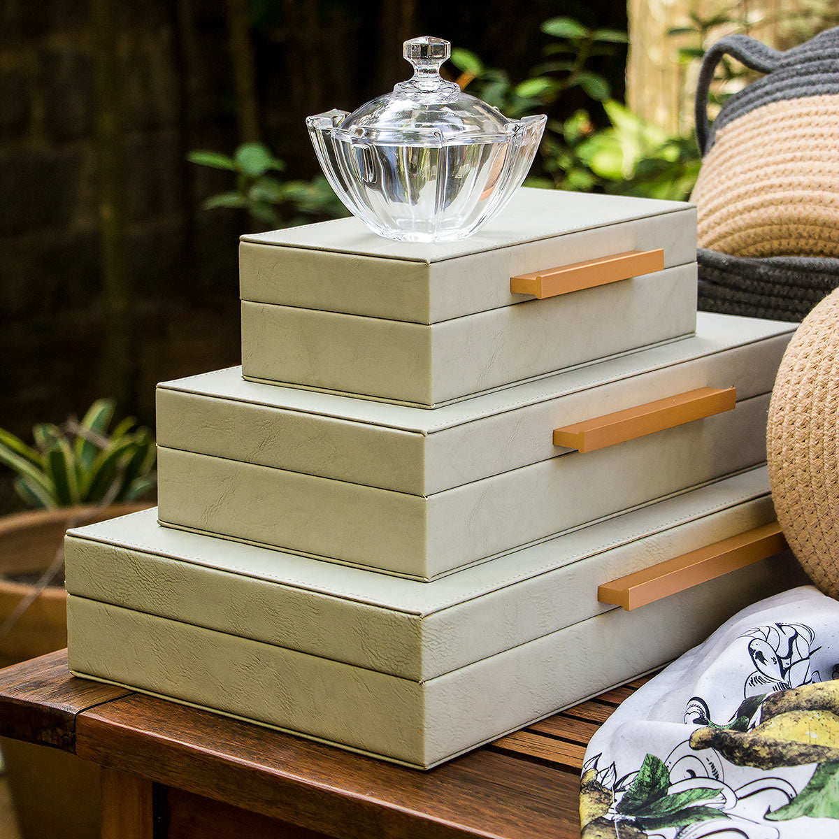 Conjunto de Caixas Organizadoras Home&Co MDF Cinza 3 Peças