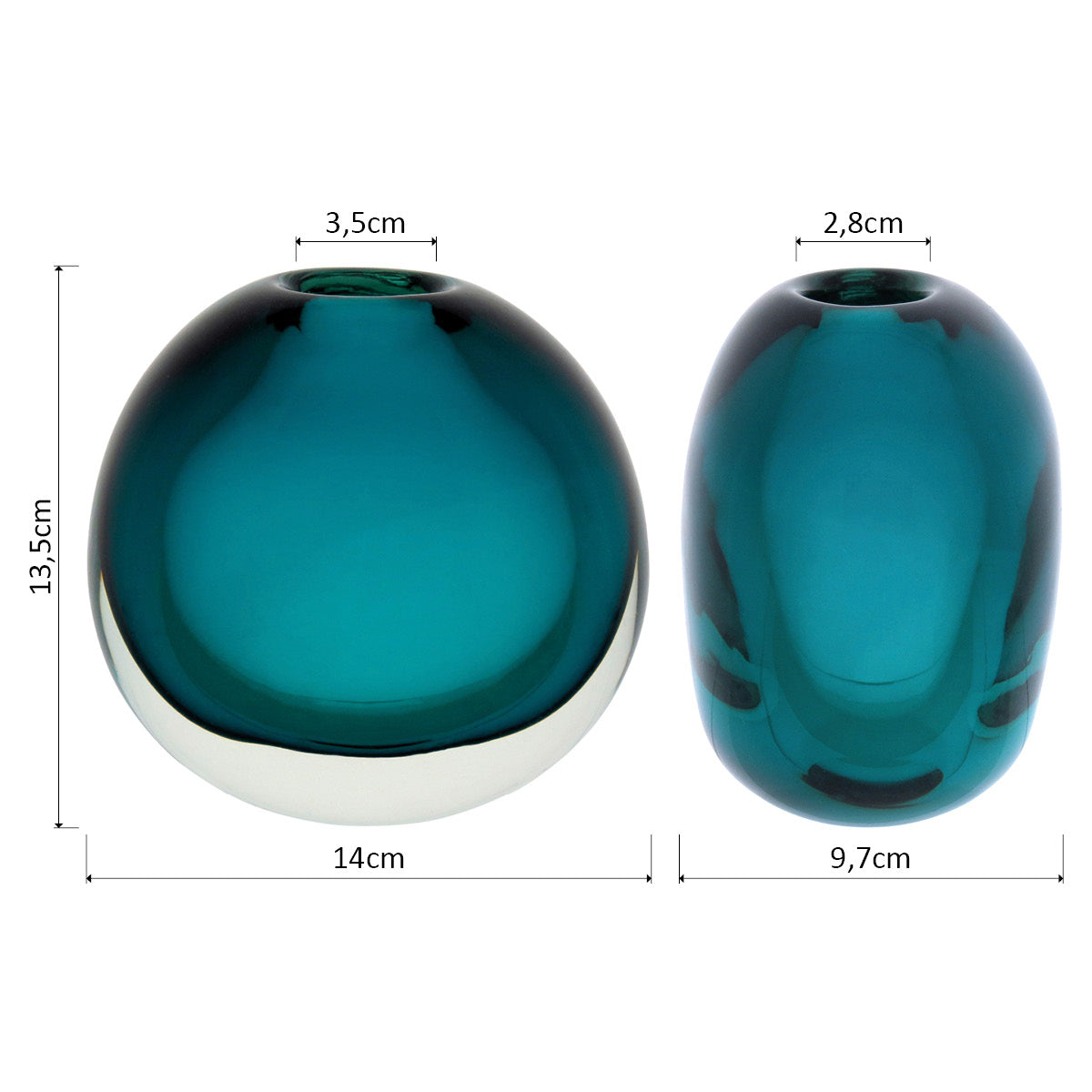 Vaso Vidro 14x14x10cm Azul