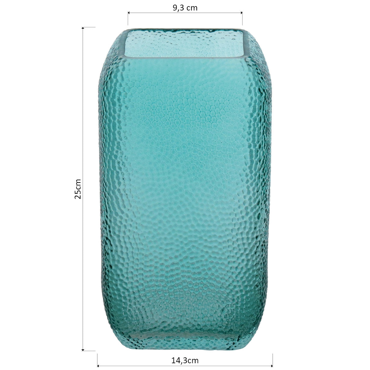 Vaso Vidro 25x14x14cm Azul