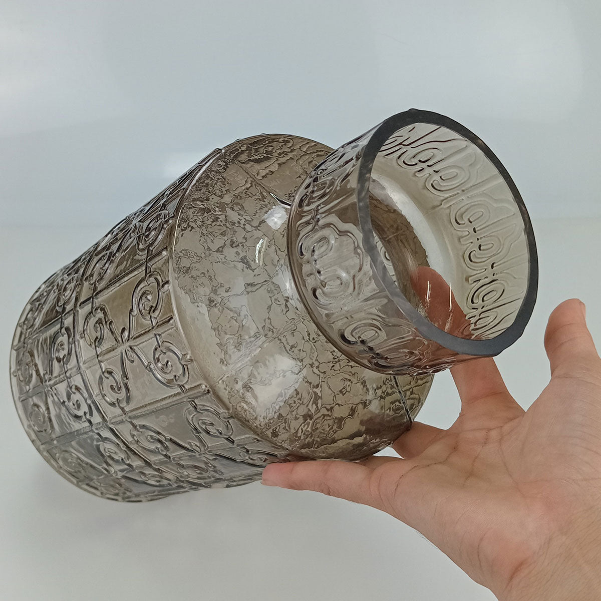 Vaso Vidro 31x16x16cm Cinza