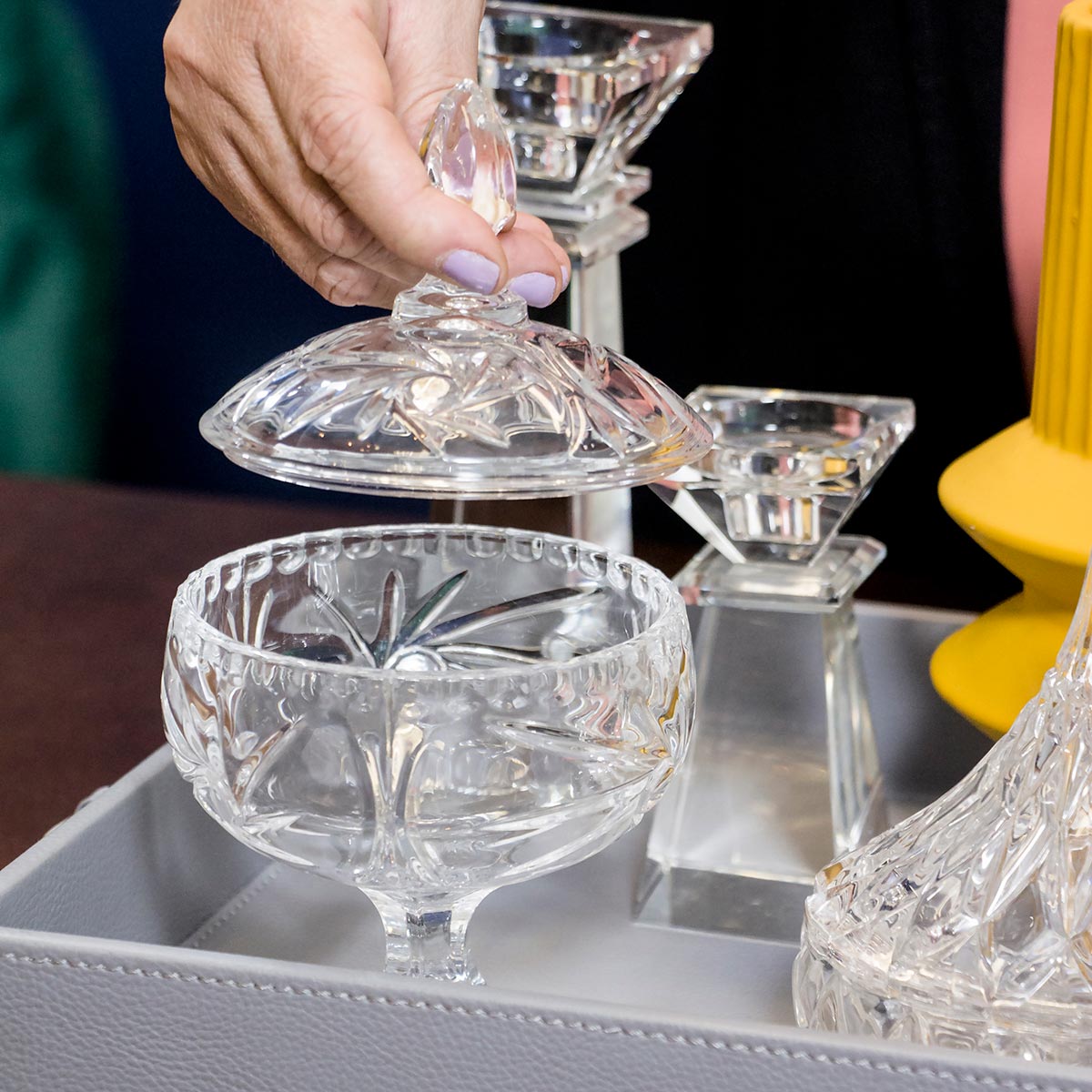 Potiche de Vidro Transparente Pryma 18x11cm para Decoração e Armazenamento