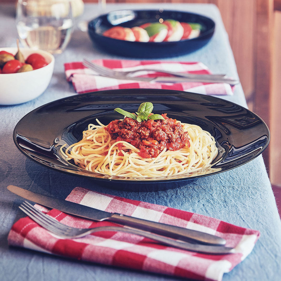 Prato Pasta Luminarc Friend's Time Vidro Temperado 28cm Preto