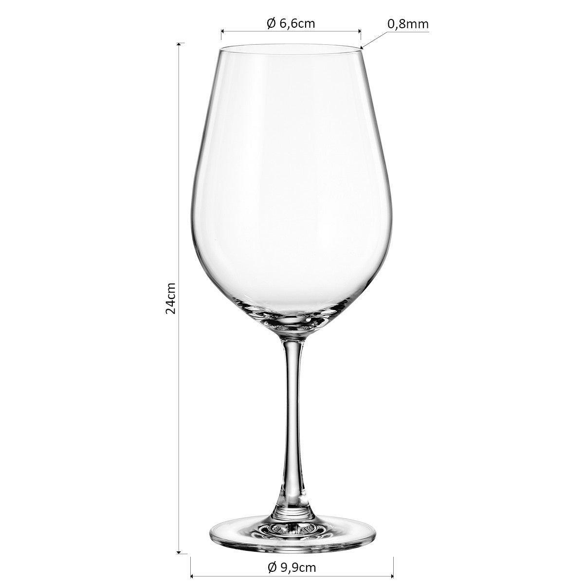 Conjunto 6 Taças de Vinho Bohemia Sarah Cristal 690ml Transparente