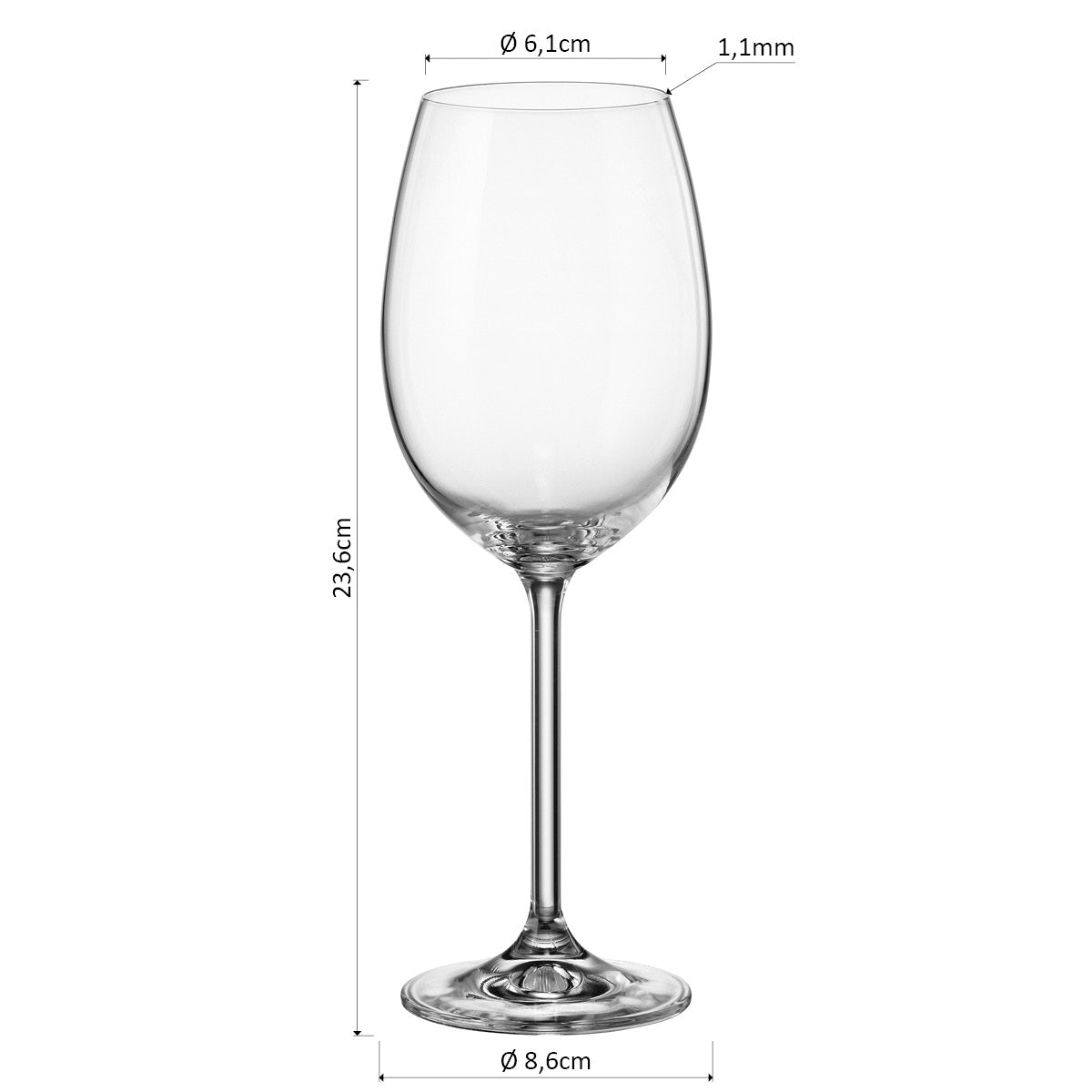 Conjunto 6 Taças de Vinho Bohemia Natalia Cristal 450ml Transparente