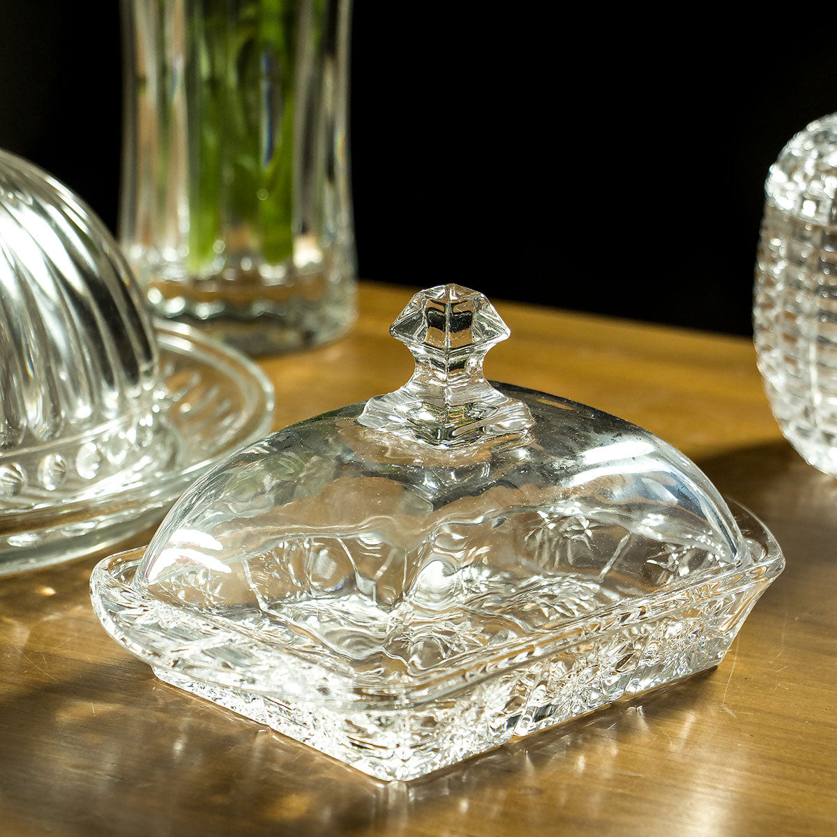 Manteigueira de Vidro Transparente 17x10cm Elegante para Servir Manteiga