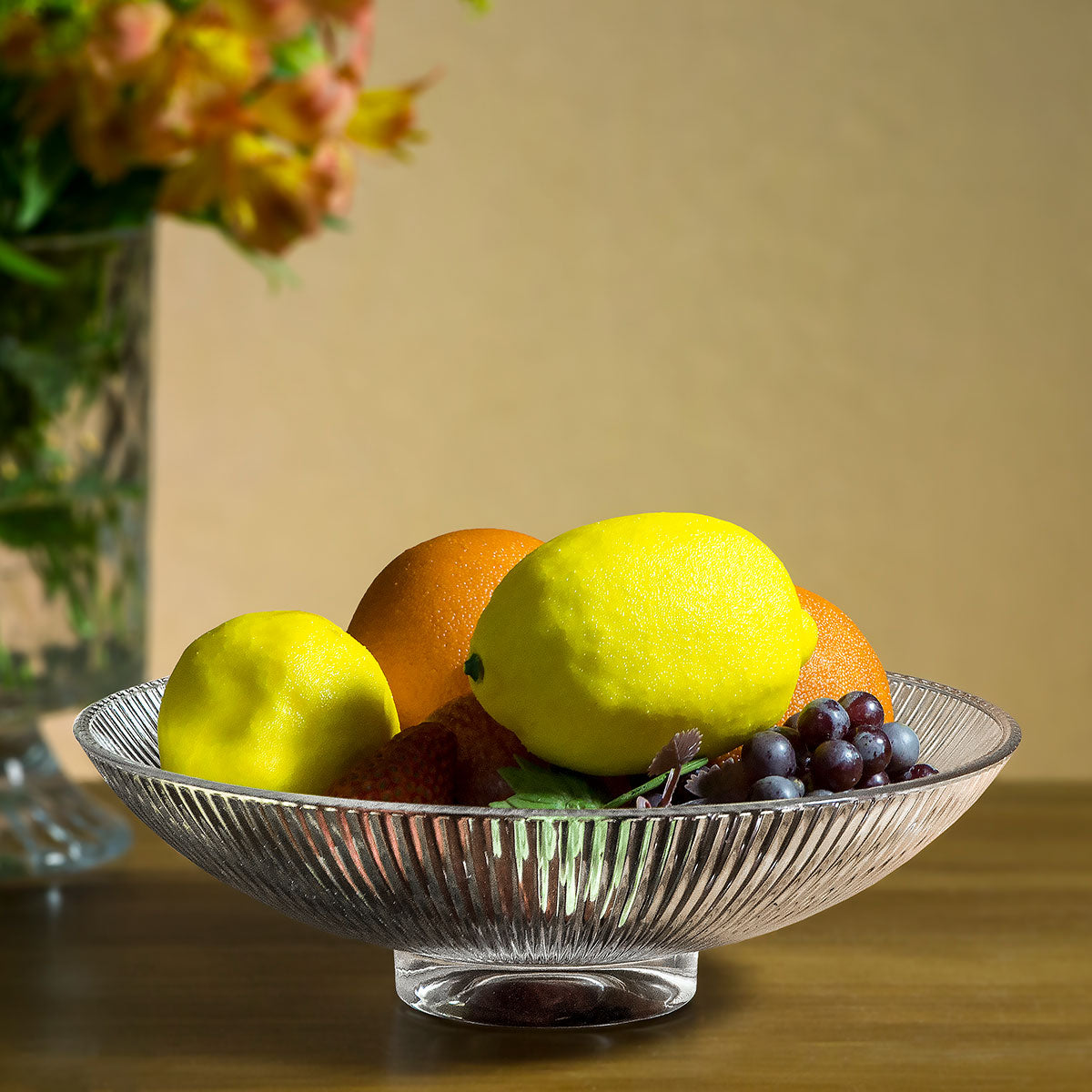 Centro de Mesa Decorativo em Vidro Transparente 25x25cm 7cm altura