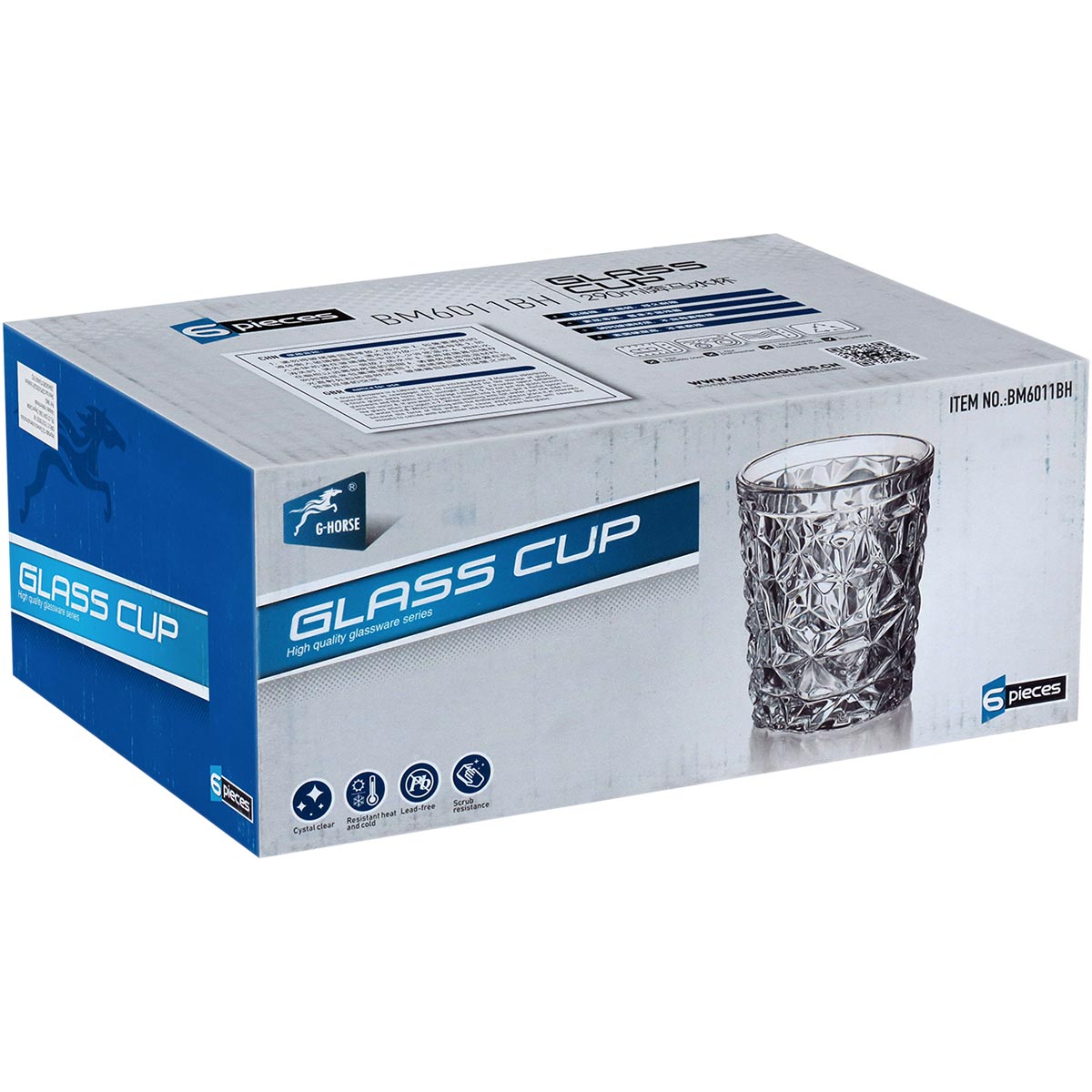 Conjunto de Copos de Vidro Transparente 320ml 6 Peças 9x8cm