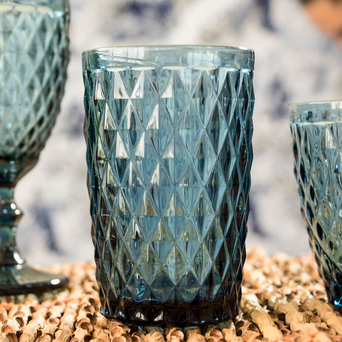 Copo Long Drink de Vidro Azul 370ml - 12x8cm Elegante e Ergonômico