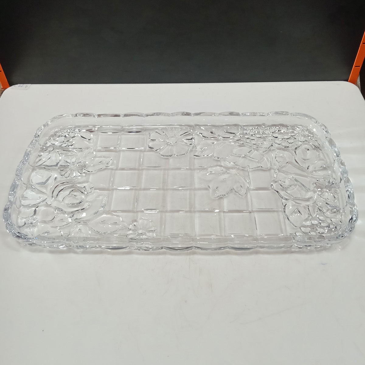 Bandeja de Vidro Transparente 35x18cm para Servir Bebidas e Petiscos
