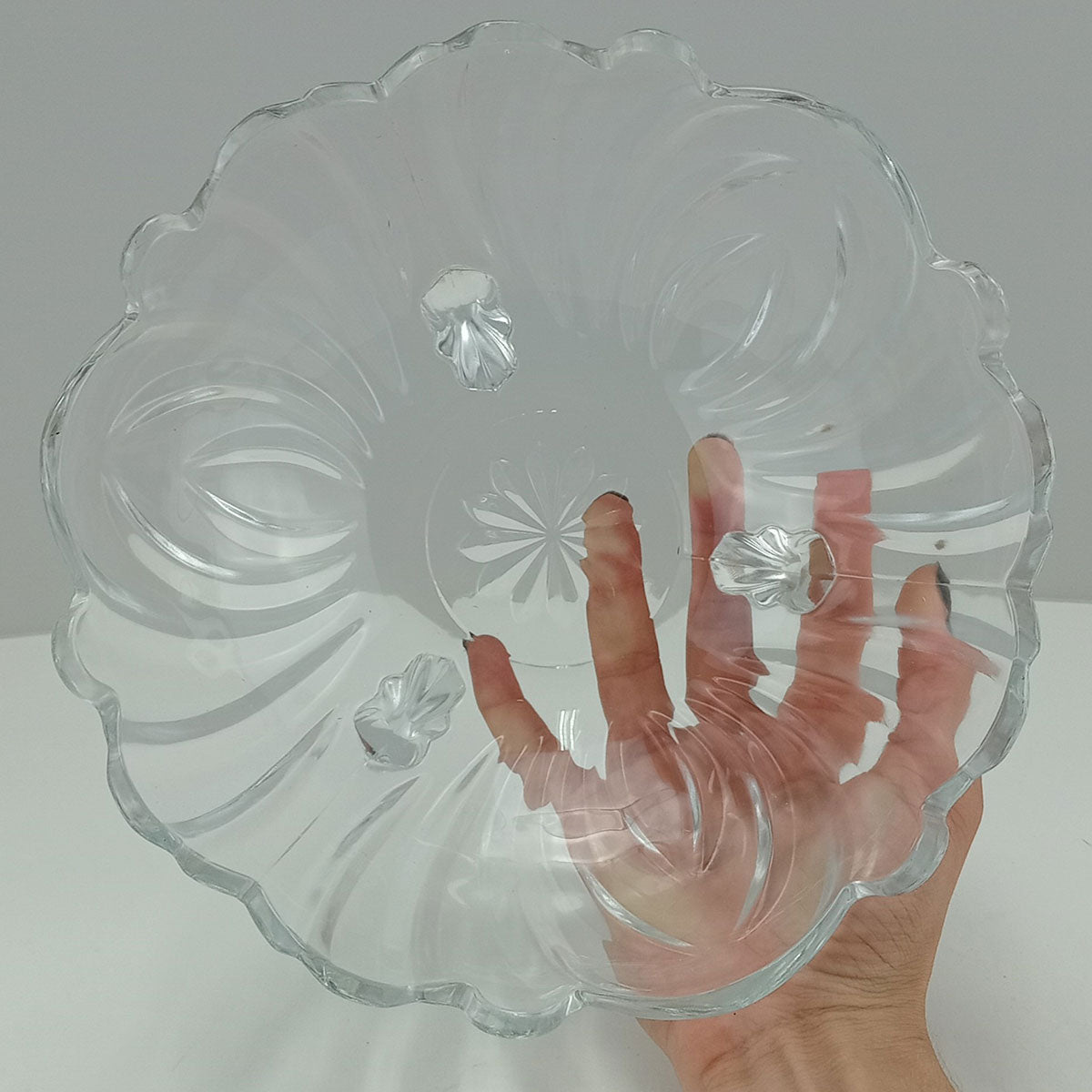 Centro de Mesa em Vidro Transparente 23x23x9cm Decorativo