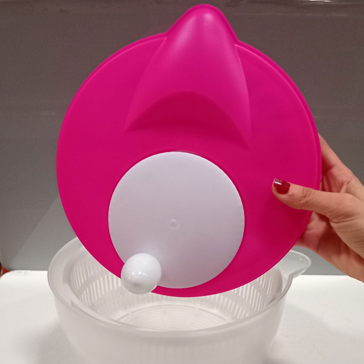 Secador de Salada Plástico Rosa 19x27x24cm - Capacidade Ideal