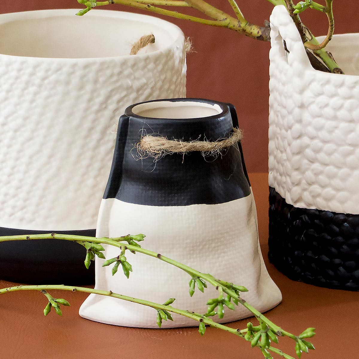 Vaso de Cerâmica Branco 12x12cm para Decoração Floral