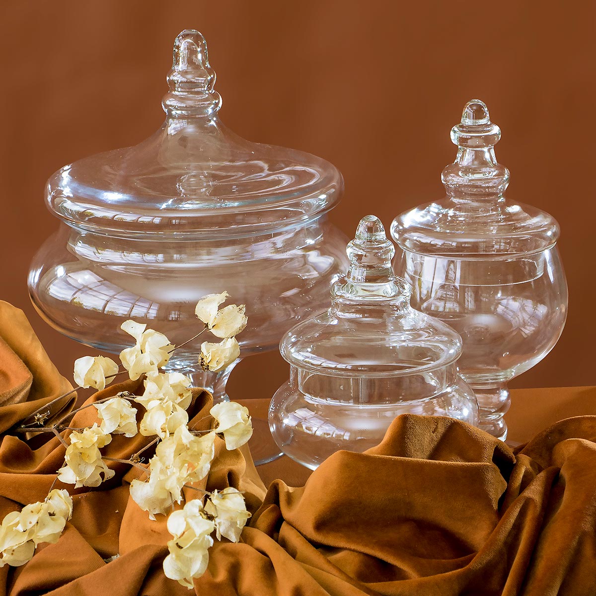 Potiche de Vidro Transparente 31x24cm Bomboniere Decorativa