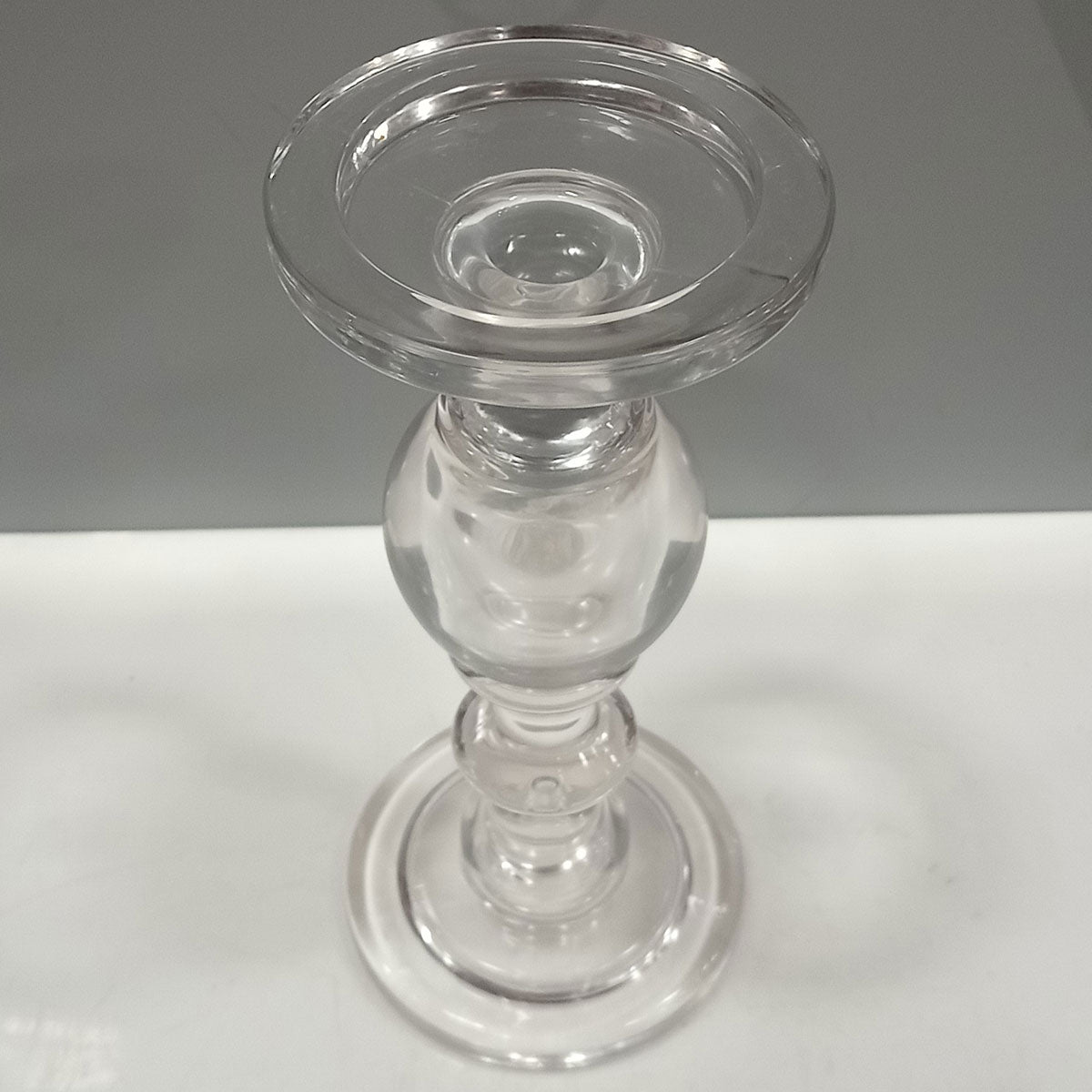 Castiçal de Vidro Transparente 25x11cm Porta Velas Decorativo