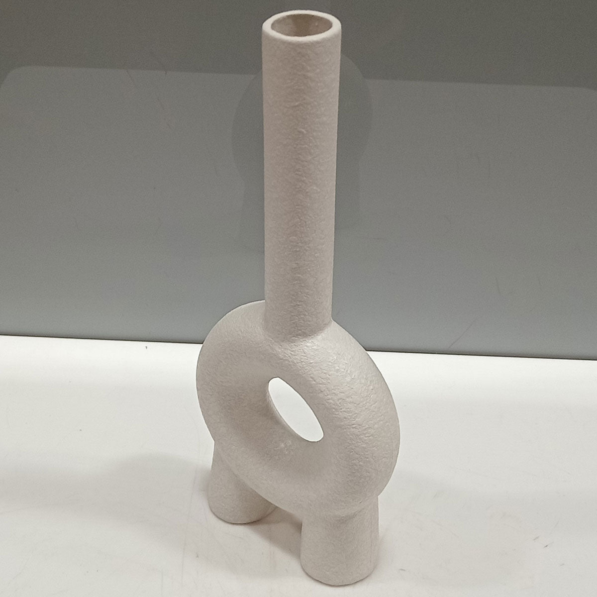 Vaso de Cerâmica Branco 24x10x4cm para Arranjos Florais