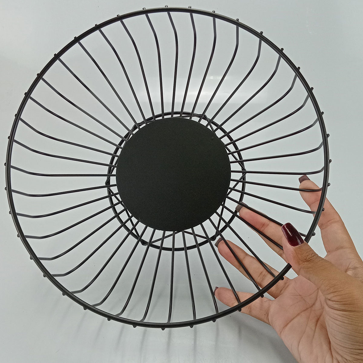 Fruteira de Metal Preto 25x25cm - Organizador de Frutas Moderno