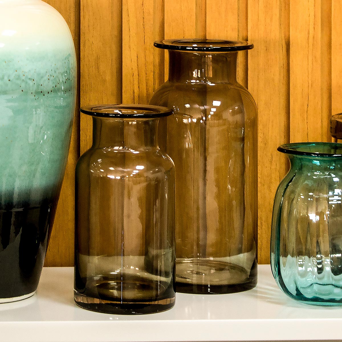 Vaso Vidro 24x12x12cm Fumê