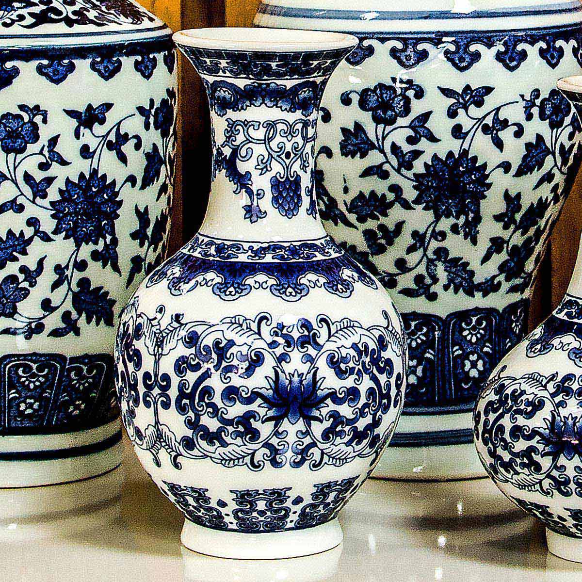 Vaso Cerâmico Azul 14x8cm para Decoração de Ambientes