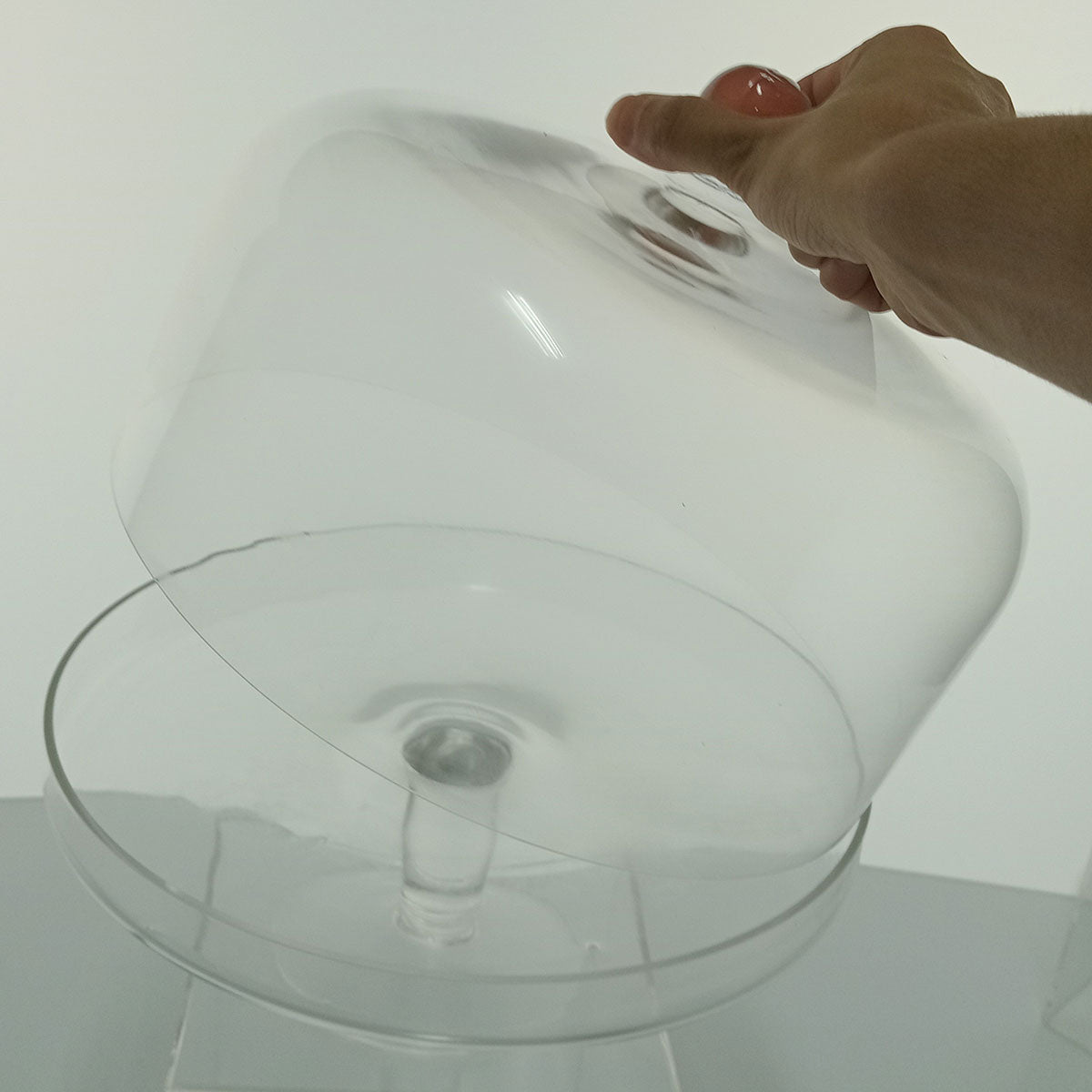 Prato de Bolo com Tampa de Vidro 26cm Transparente Elegante