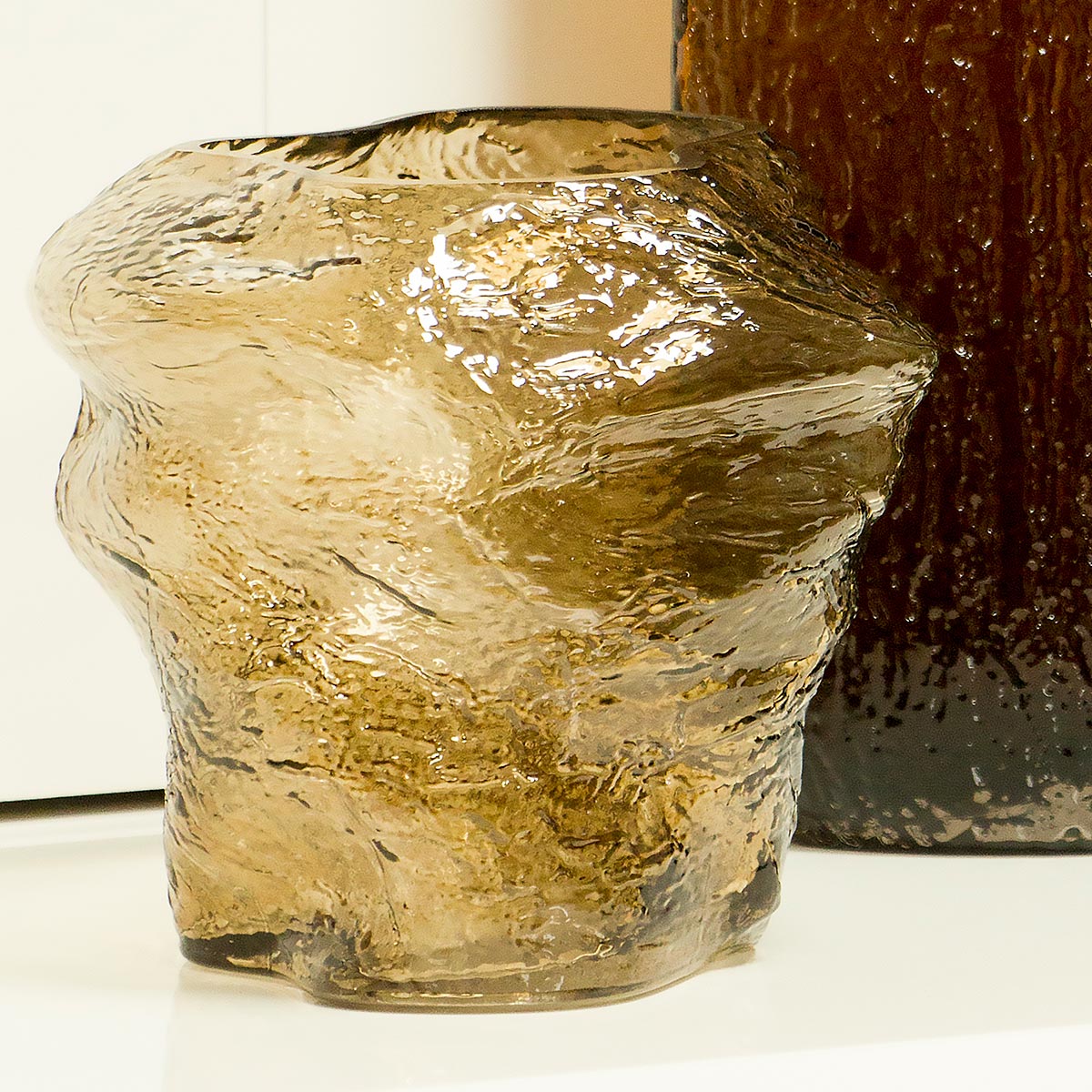 Vaso Vidro 21x18x18cm Âmbar