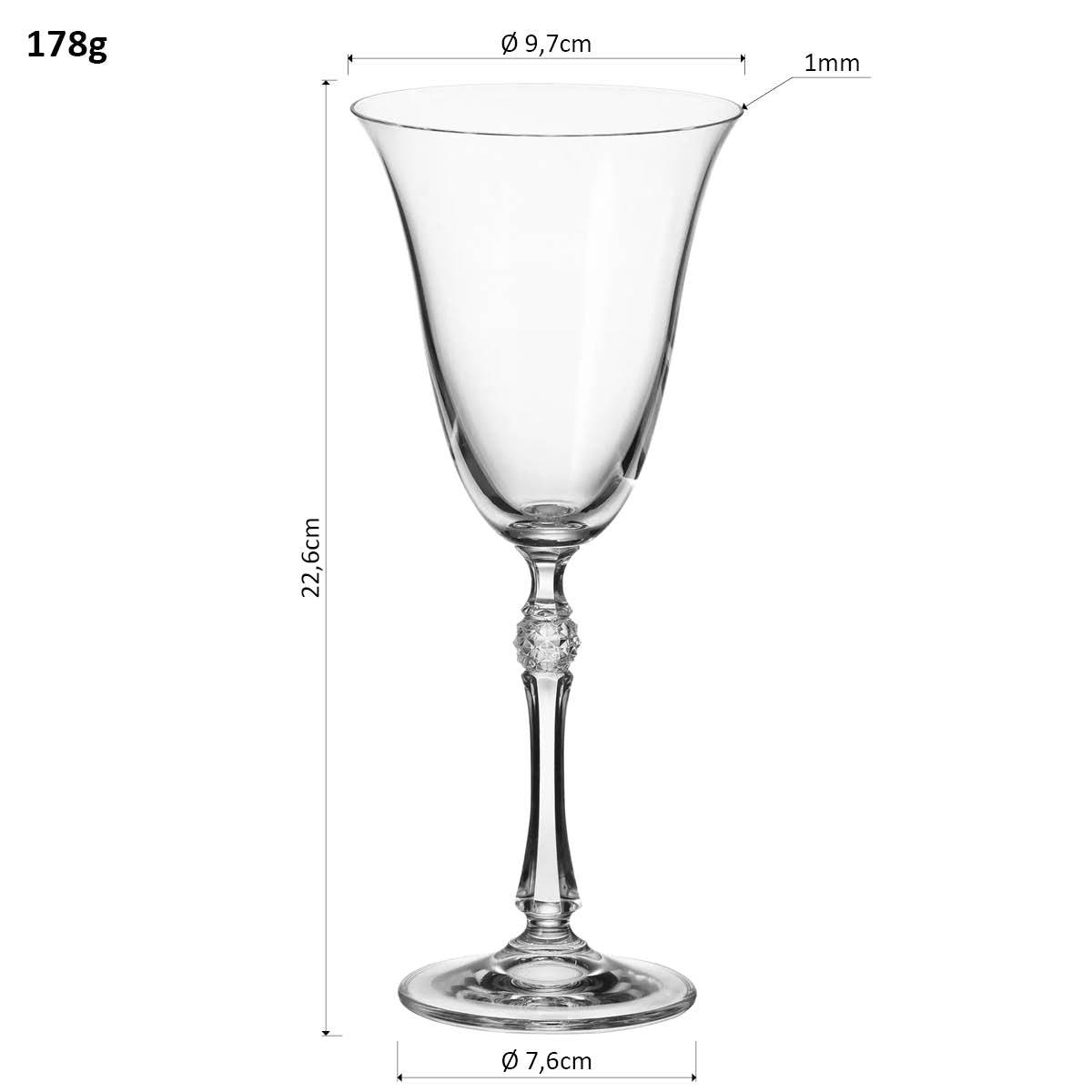 Conjunto 6 Taças de Vinho Bohemia Parus Cristal 250ml Transparente