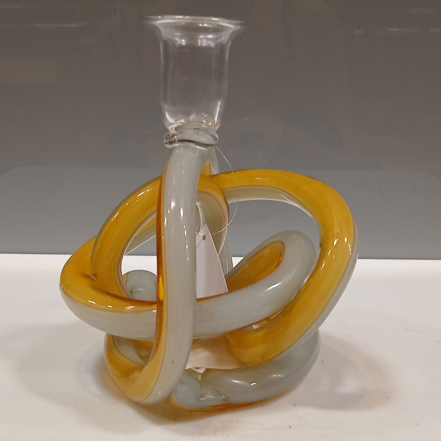 Castiçal de Vidro Âmbar 16x14cm Porta Velas Decorativo