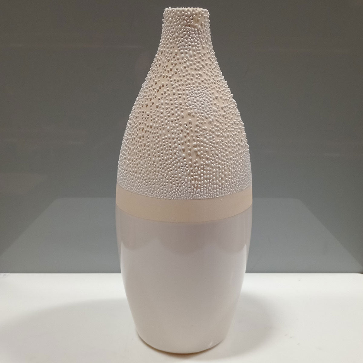 Vaso de Cerâmica Marfim 30x14x14cm para Arranjos Florais