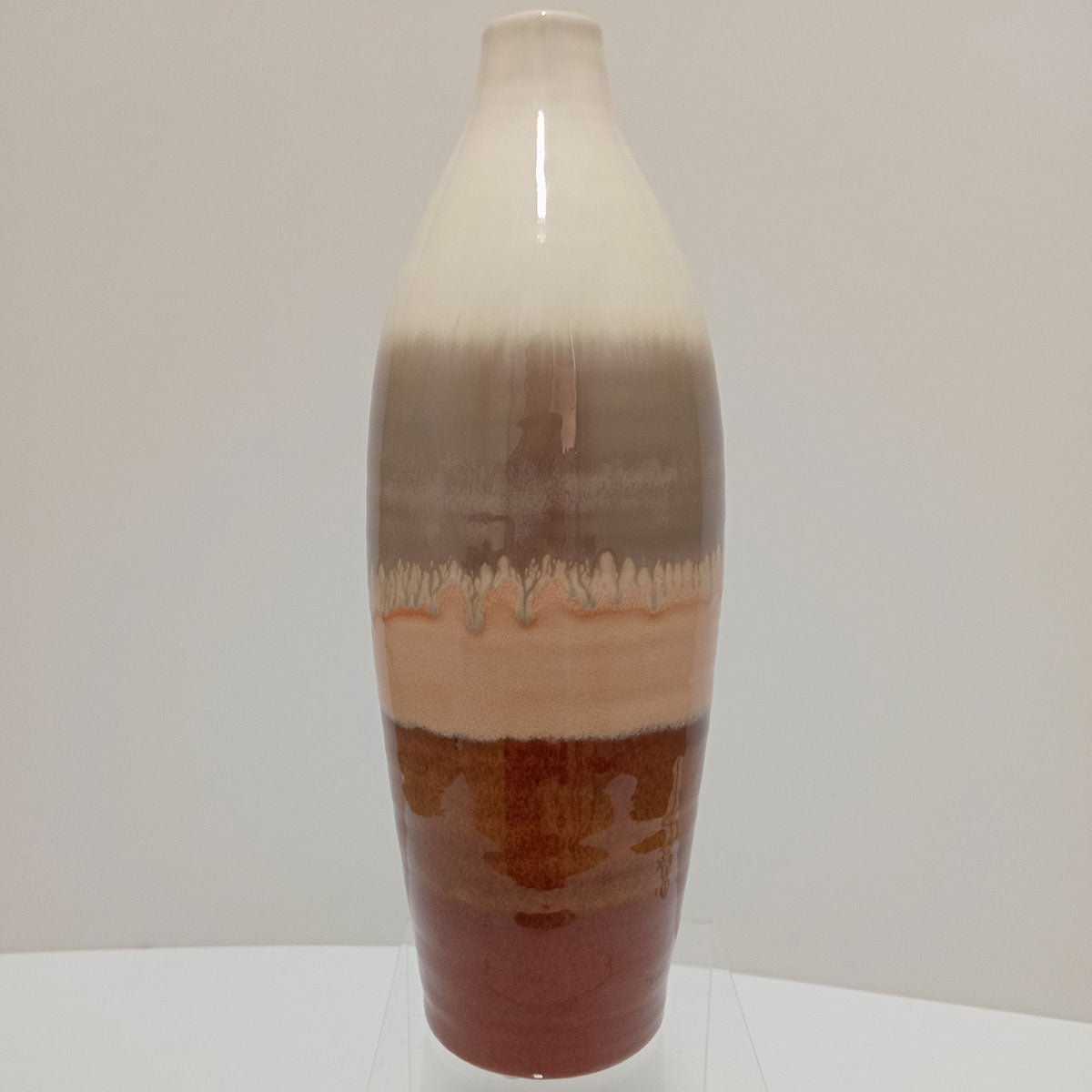 Vaso de Cerâmica Marrom 38x13cm para Decoração e Arranjos Florais