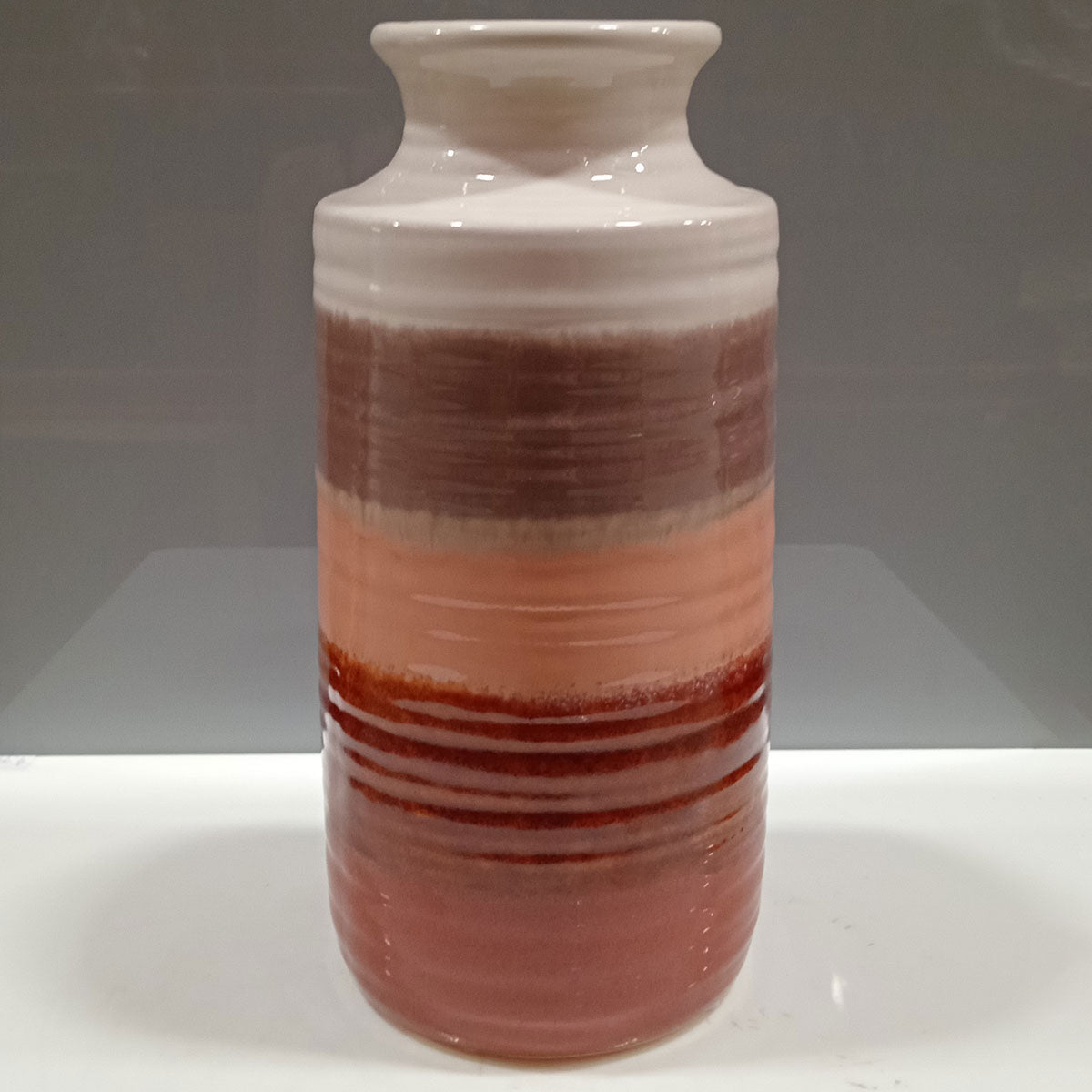 Vaso de Cerâmica Marrom 30x14cm para Decoração de Ambientes