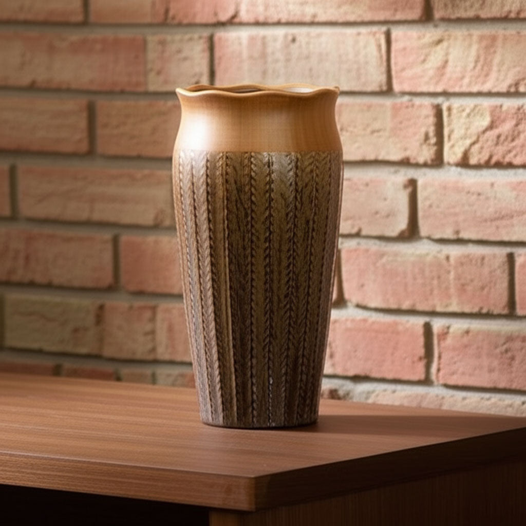 Vaso de Cerâmica Marrom 33x16cm para Decoração de Flores