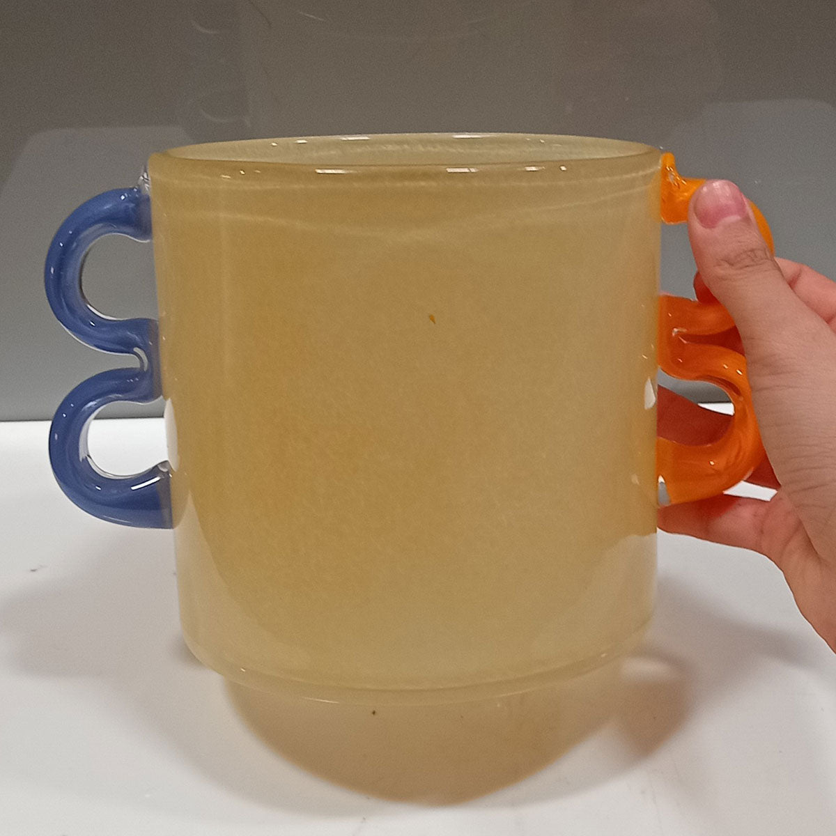 Vaso Vidro 15x21x21cm Marfim