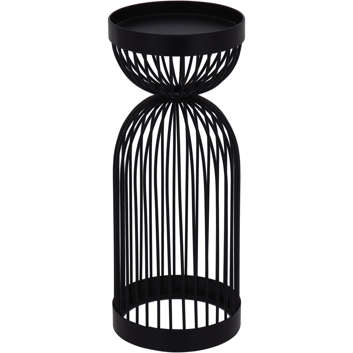 Castiçal Metal Preto 26x10cm - Suporte para Velas Decorativo