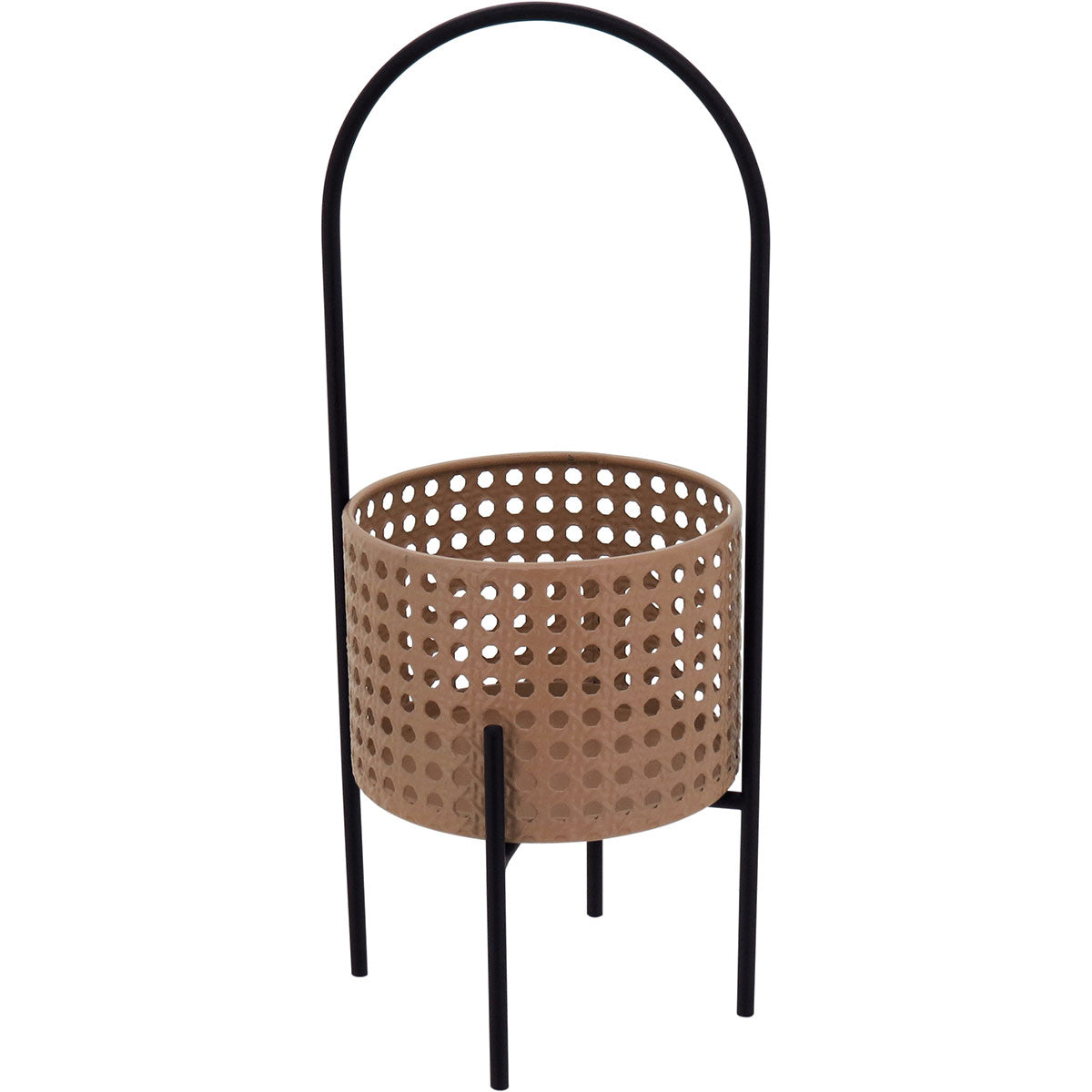 Cachepô de Metal Bege 40x15cm para Decoração de Plantas