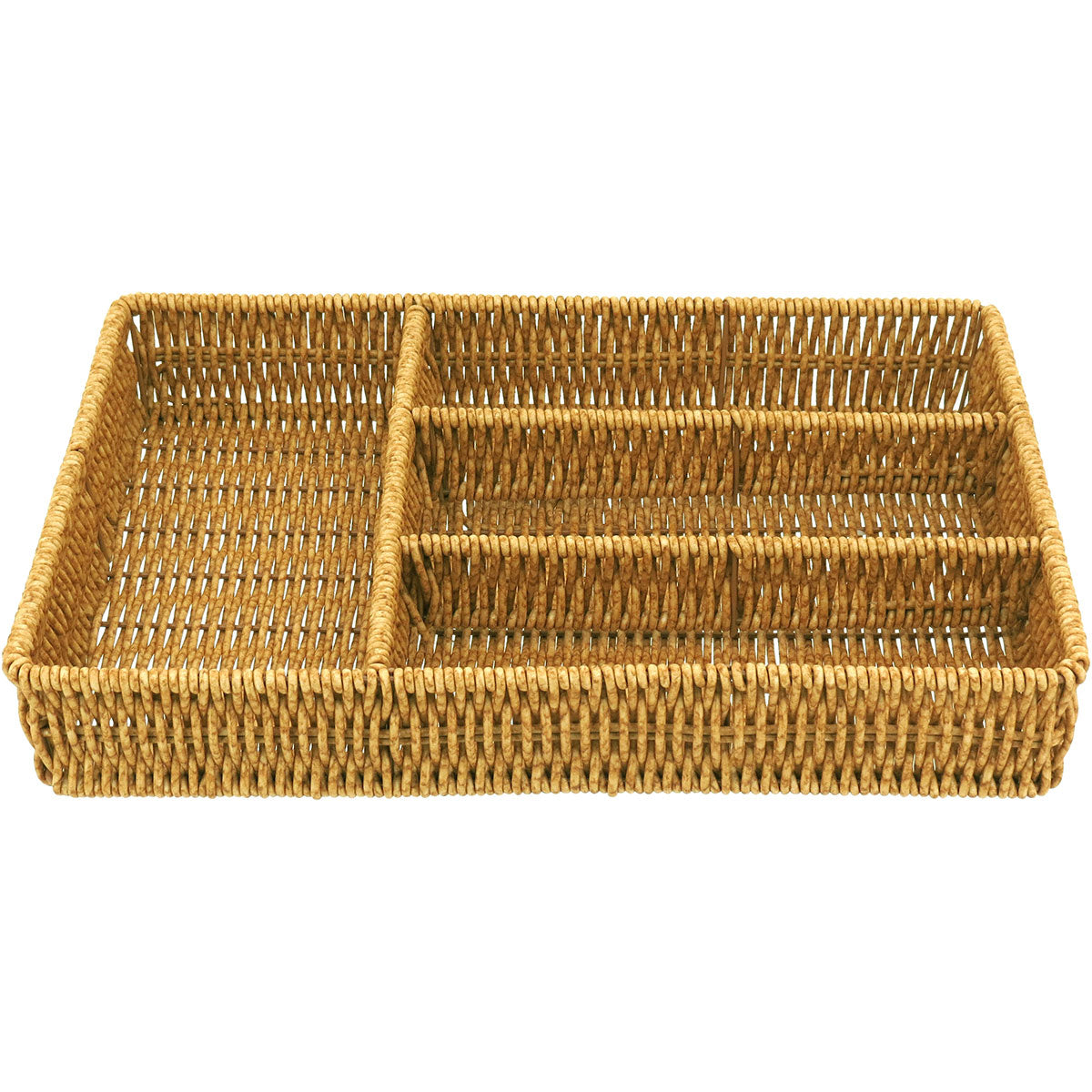 Porta Talheres Plástico 4 Divisões 34x25x5,5cm Cor Natural