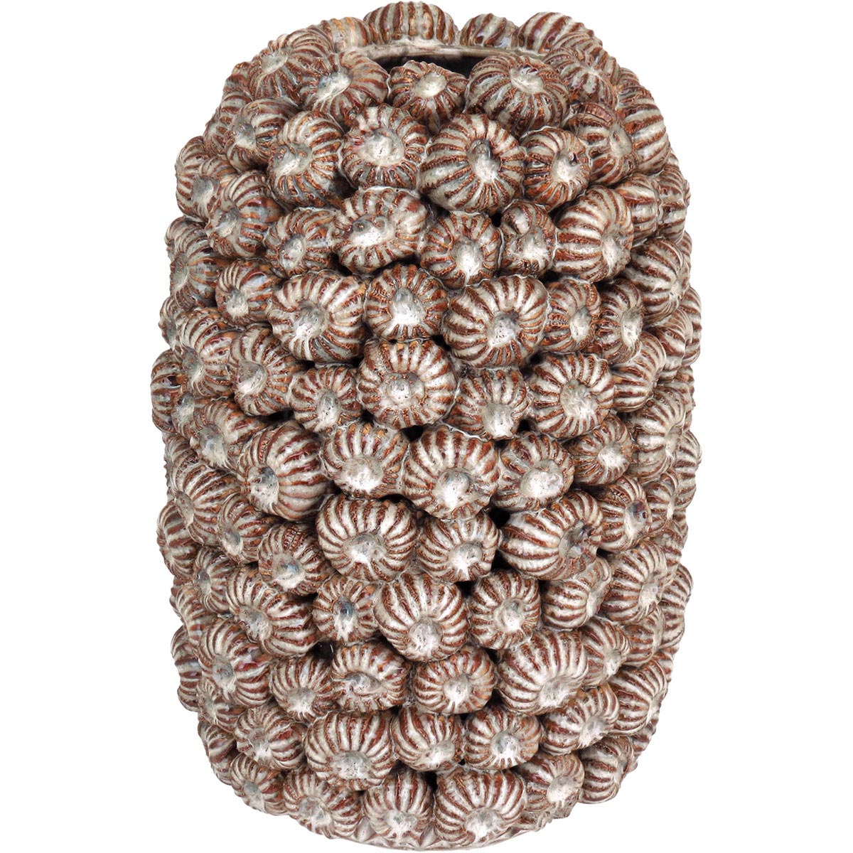 Vaso de Cerâmica Bege 31x21x21cm para Decoração de Flores