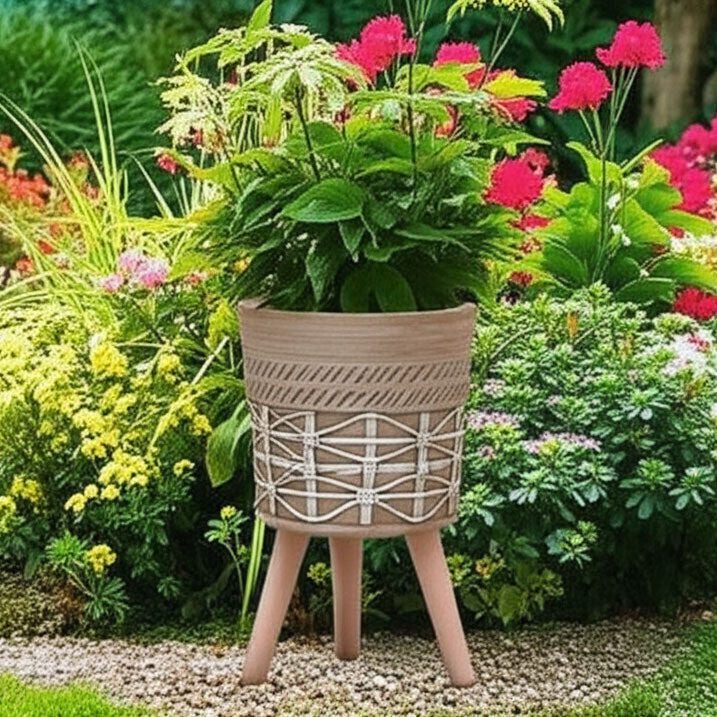 Cachepô de Resina Bege 52x31cm para Plantas - Decoração Interna e Externa