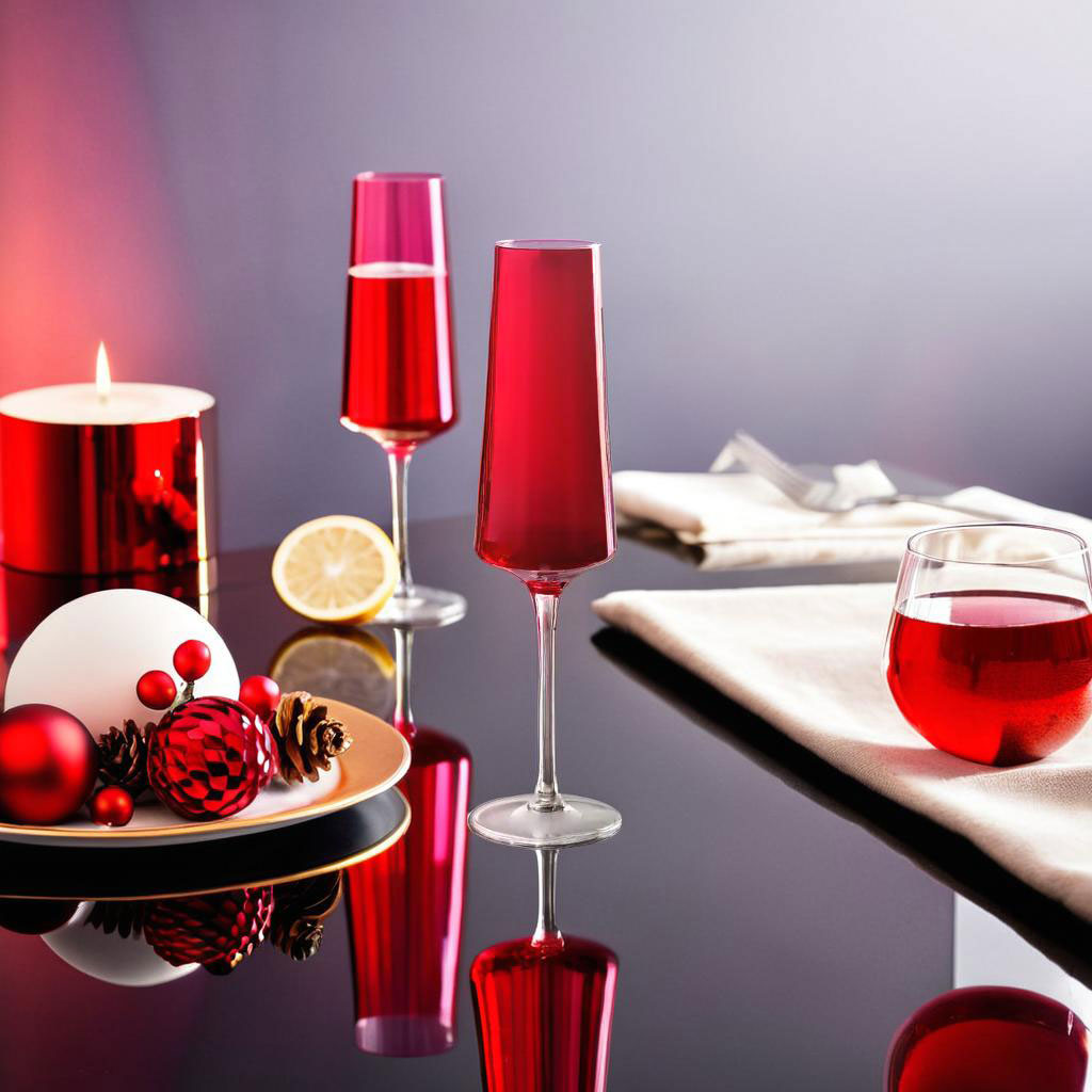 Taças de Champanhe Vermelhas Home&Co Latour Vidro 210ml 2 Peças