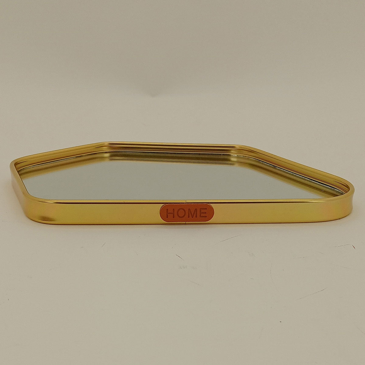 Bandeja Espelhada Dourada em Metal 26x18cm para Servir Bebidas e Petiscos