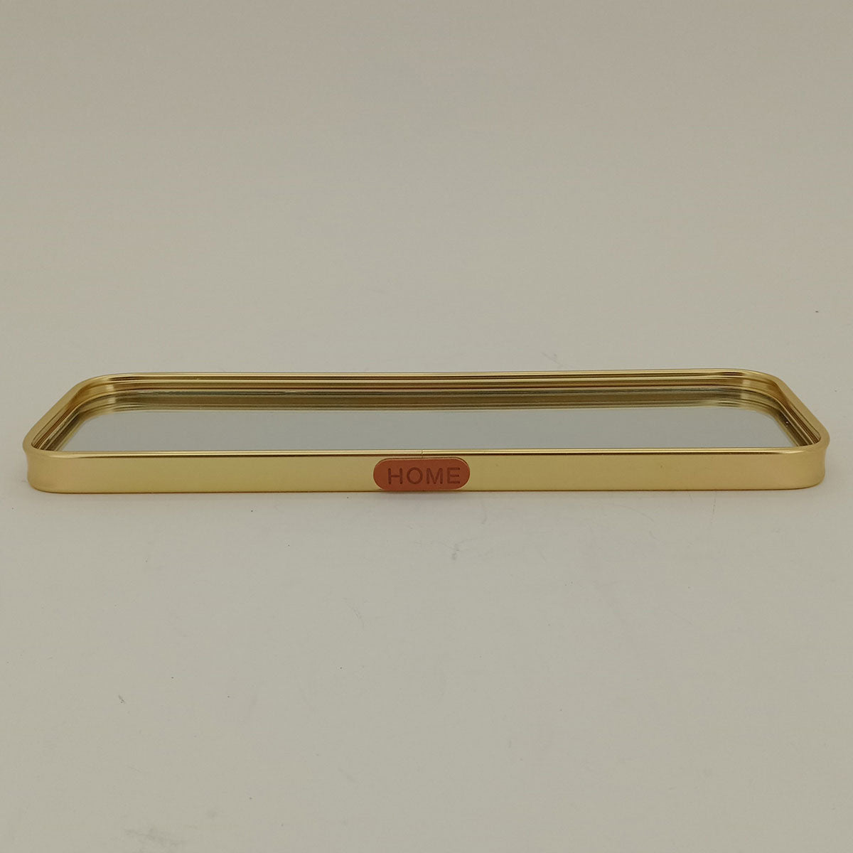 Bandeja Espelhada de Metal Dourado 30x10cm para Servir