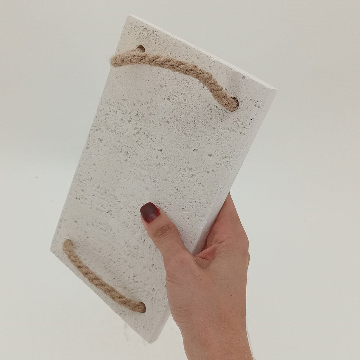 Bandeja de Mármore com Alça Branca 1x14x24cm - Fibra Durável