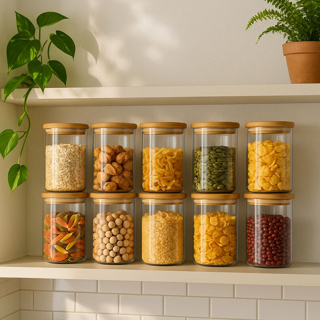 Pote de Vidro Borossilicato 200ml com Tampa de Bambu Transparente