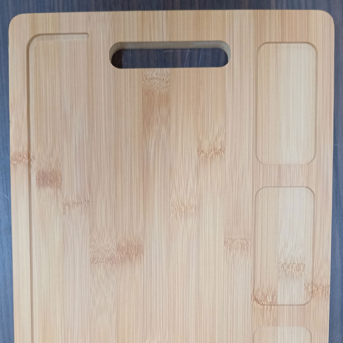 Tábua de Corte Retangular Home&Co Bambu 3 Reservatórios 38x27cm Natural