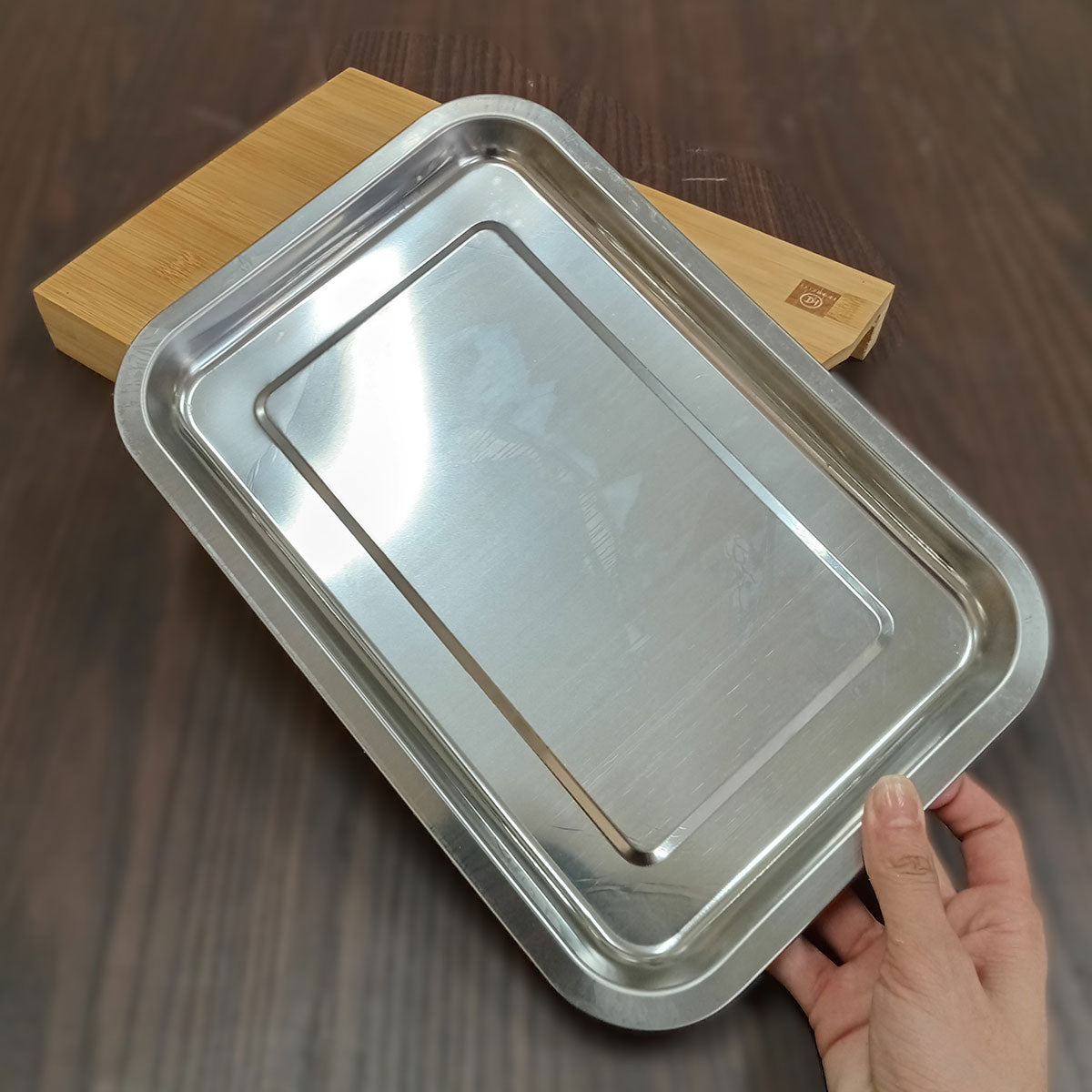 Tábua de Corte Retangular Bambu com Gaveta Coletora Home&Co 34x24cm Natural