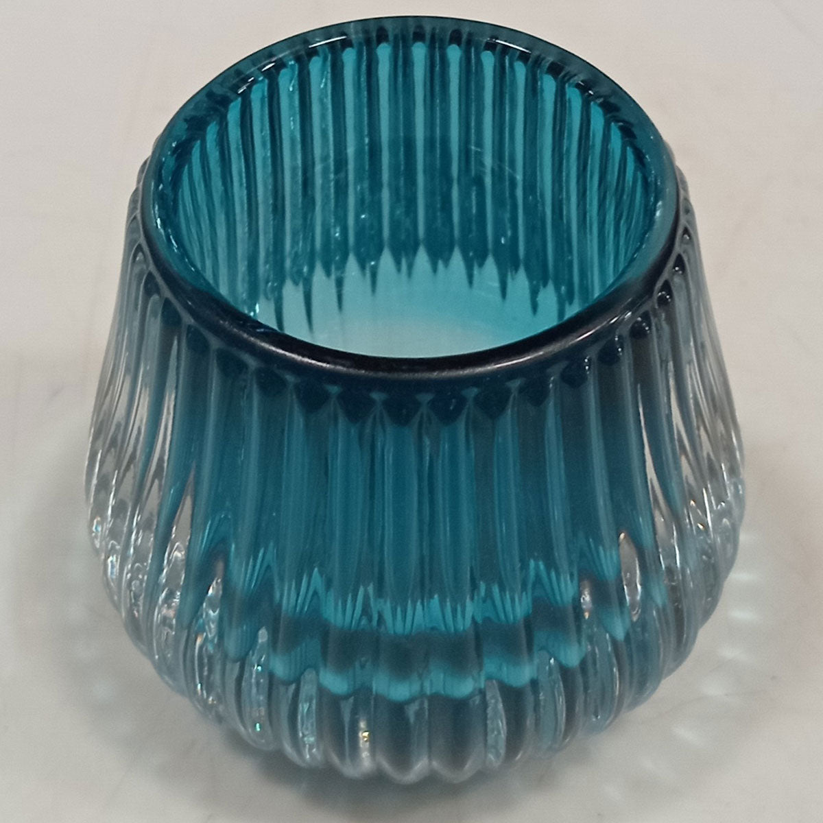 Castiçal em Vidro Azul Home&Co 6,5x7,3cm Decorativo para Velas